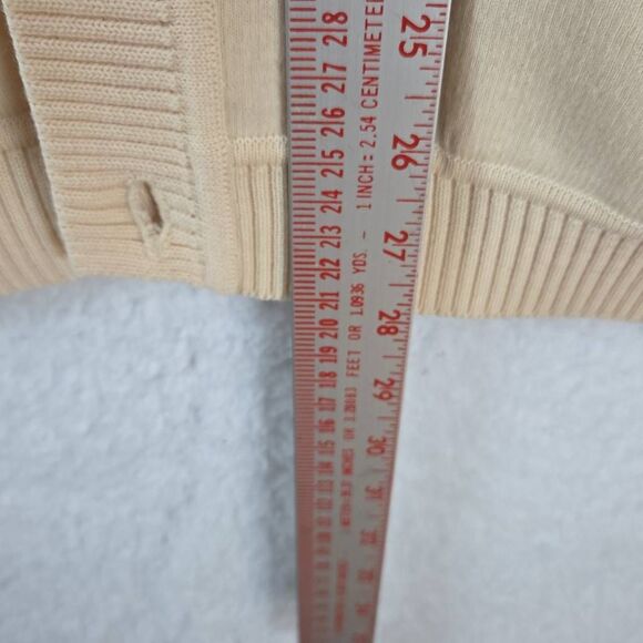 St. Croix Knits Men's Button Front V-neck Ribbed Trim Cardigan Sweater Cream XL - Picture 5 of 6